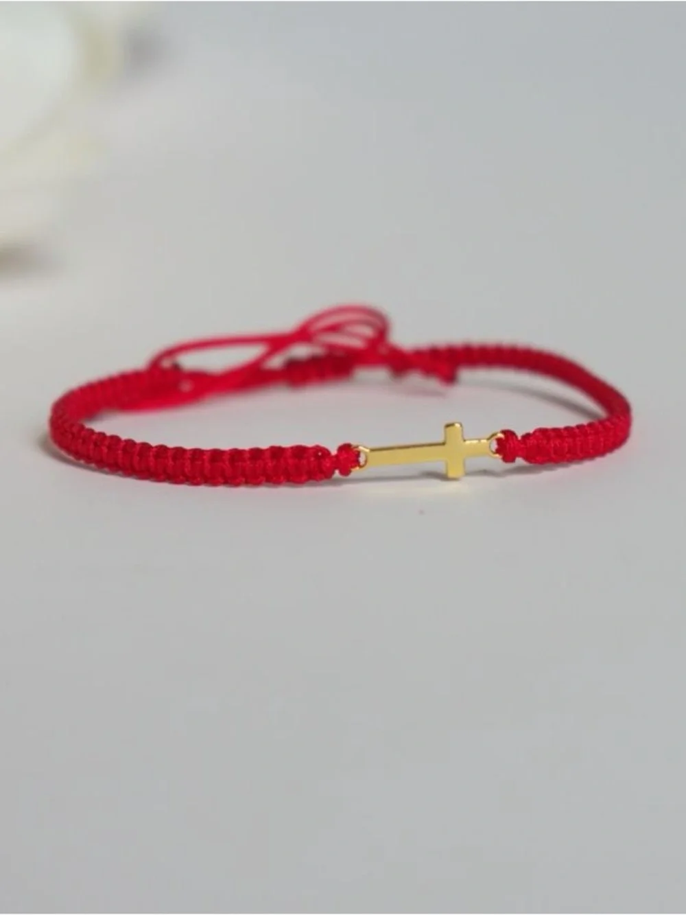 Red Braided Kids /Newborn Bracelet with Gold Color Cross